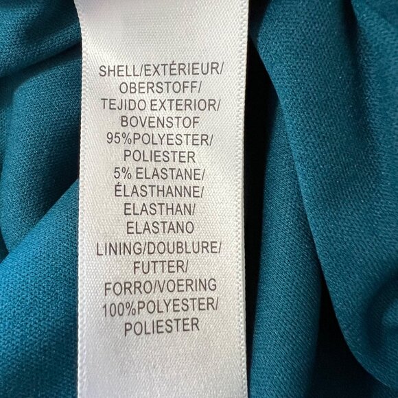 Adrianna Papell Womens Scalloped Neck Dress Teal Blue Cutout Long Sleeve size 6 - Picture 11 of 13